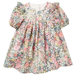 LAURA ASHLEY Floral Print Lace Dress (Toddler & Little Girls)